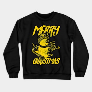 Skiing Snowman - Merry Christmas - Gold Crewneck Sweatshirt